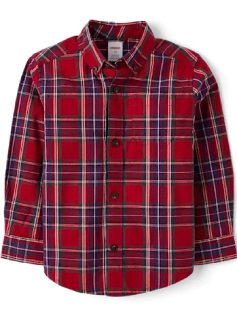 Boys Red Plaid Button-Up Shirt - Classic Long Sleeve